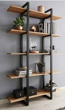 Libreria scaffale in legno e ferro 5 ripiani   industriale  h200 cm