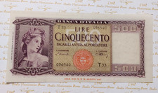 500 LIRE ORNATA DI SPIGHE DECRETO NON COMUNE 20/03/1947 ECCELLENTE CONSERVAZIONE