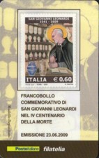 ITALIA 2009 SAN GIOVANNI LEONARDI TESSERA FILATELICA FRANCOBOLLO