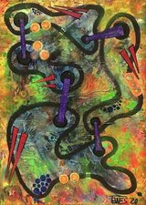 Dipinto 50x70 astratto originale - Arte murale moderna e colorata - Firmato