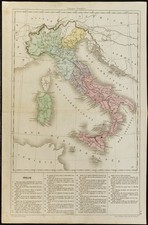 1860ca - Italia - Carta Geografica Scuola Antica