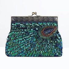  Borsa da sera blu pavone