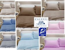 LENZUOLA COMPLETO FLANELLA DI COTONE 100% CALEFFI TINTA UNITA MATRIMONIALE