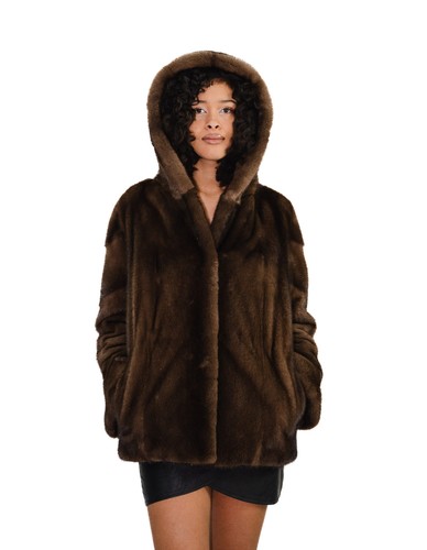 Giacca visone demi cappuccio