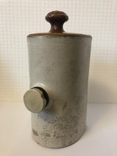 Vintage Cream and Brown Salt Glazed Stoneware Hot Water Bottle Bed Warmer