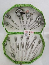 SERVIZIO POSATE 25 PEZZI PINTI INOX 18/10 - VINTAGE Anni '80 CON ASTUCCIO NUOVO
