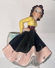 Vintage CARDEL BALLERINA SPAGNOLA TAMBURELLO DONNA STATUINA VASO FIORIERA ANNI '50 ~ ITALIA
