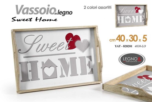 Vassoio legno con - legno, manici