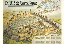 AL5-149) CARTOLINA FRANCIA LA CITE'DE CARCASSONE LEGENDE CARTINA MURE MAPPA