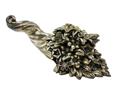 Cornucopia Argentata Finemente Decorata Vintage Corno Fiori Portafortuna Siglata