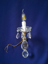 Lampada da parete antica francese ottone cristallo luce singola