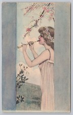 Art Nouveau Woman Playing