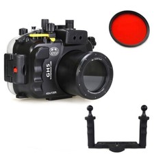 Custodia subacquea Seafrogs 40M per Panasonic GH5 con vassoio in alluminio + filtro