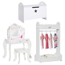 HOMCOM Set Mobili Cameretta con Baule, Toeletta e Appendiabiti per Bambini