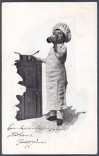 MANGIARE BERE 05 CUCINA CUOCA CUOCO CUOCHI CIBO EAT DRINK Cartolina viagg. 1903