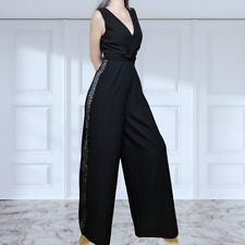 Tuta Nera con Scollo a V e Dettagli in Pizzo Eleganza Esclusiva Come Nuova TG 48