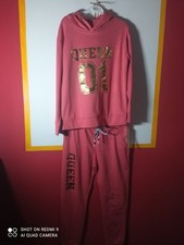 Tuta donna completo pantaloni fitness cappuccio scritte Queen 