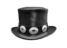 "Cappello superiore in pelle a dondolo nero stile slash con fascia conchiglia - steampunk gotico"