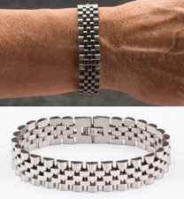 bracciale da uomo in acciaio braccialetto  maglia tipo cinturino regolabile inox