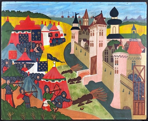 Assedio medievale con balestre