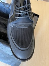 Scarpe derby Pollini fatte a mano, nere tg. 7 (41) ma calzano 42. Pelle e tela
