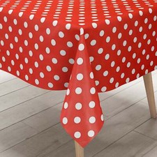 Tela Cerata Tovaglia 01150-01 Bianco Punti su Rosso Pois Angolare Rotondo Ovale