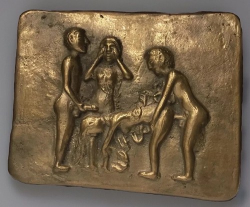 Placca erotica in bronzo - placca,