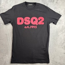 Dsquared2 DSQ2 T-Shirt Uomo S Nero Rosso Stampa Grafica Casual