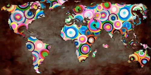 Quadro cartina terra mondo - cartina, pop