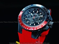 Orologio Invicta Uomo 50mm Pilota Nautico Aviatore Viaggio Combat SS Cinturino Silicone 