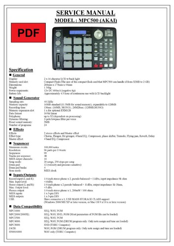 Akai mpc 500 - akai, service