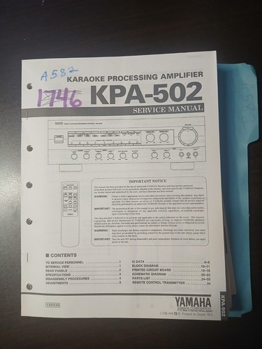 Yamaha kpa 502 service manual - ,
