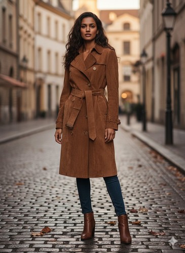 Trench cappotto donna camoscio