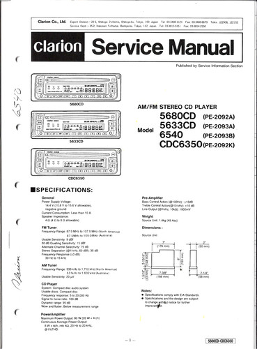Clarion 5680cd 5633cd 6540 - clarion, 5680cd,