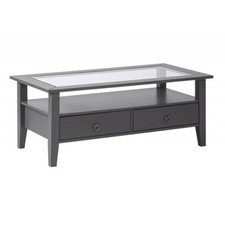 Tavolino in Vetro da Caffe 115x60 Grigio Tavolo Legno Divano da Soggiorno Divano