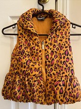 Giacca gilet imbottito Truckfit bambina taglia 5 arancione stampa ghepardo zip intera/collo nuovo senza etichette