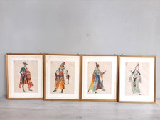 BOZZETTI  DI 4 ACQUERELLI SU CARTA COSTUMI TEATRALI FIRMATI ANNI 50-60 VINTAGE