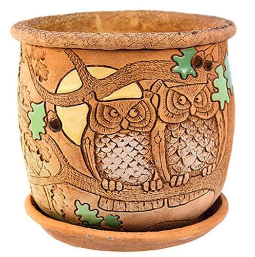 Fioriera gufo rustico gres - rustico,