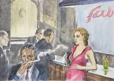 Al Caffè Alberto Sughi Opera Dipinto LITOGRAFIA Acquerellata a Mano 87x65 Ed Lim