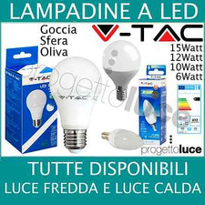 LAMPADINE LED E14 E27 4W 6W OLIVA SFERA FIAMMA tortiglione V-TAC LAMPADA led