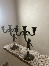 Coppia Di Candelabri In Ottone