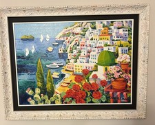 Athos Faccincani olio su tela “FIORI E RIFLESSIONI INTORNO A POSITANO”