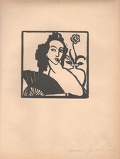 Gino Carlo Sensani Firenze Roma Déco Dama Teatro Cinema xilografia originale gay