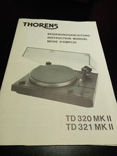 MANUALE / ISTRUZIONI THORENS TD 320 MK II / TD 321 MK II GIRADISCHI