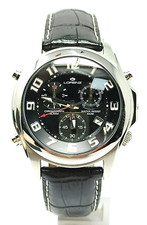 Orologio Lorenz chorno alarm watch stainless steel 40mm black dial quadrante ner