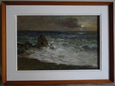 MARE IN BURRASCA - VECCHIO QUADRO DIPINTO AD OLIO FIRMATO