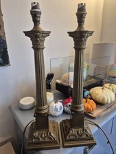 COPPIA LAMPADE DA TAVOLO GRANDI VALSAN CORITHIAN COLONNA OTTONE