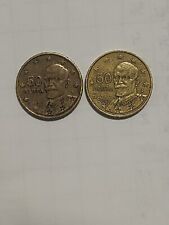 2 Monete 50 cent  Euro Grecia 2002 Con F nella stella - Senza F Rare La Coppia 