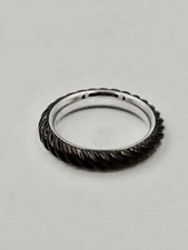 Anello Fossil Nero Scanalato