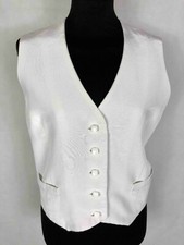 VINTAGE '70 Gilet Panciotto Donna Viscosa Bianco Rayon Woman Waistcoat Sz.M - 44